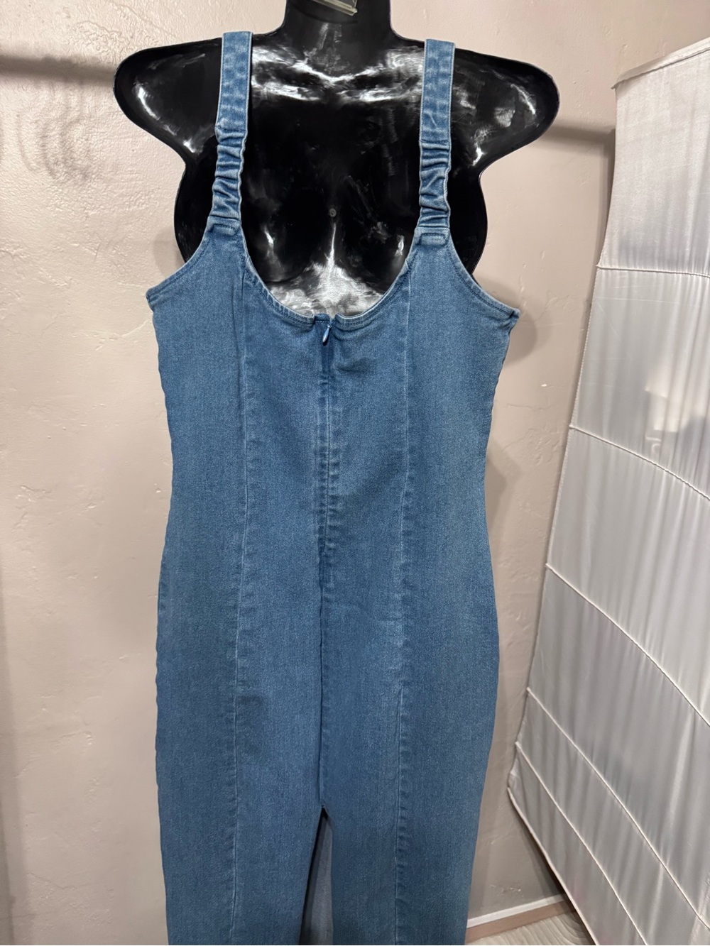 Haute Monde Medium Wash Structured Denim Seam Detail Maxi Dress - Small - Picture 5 of 8